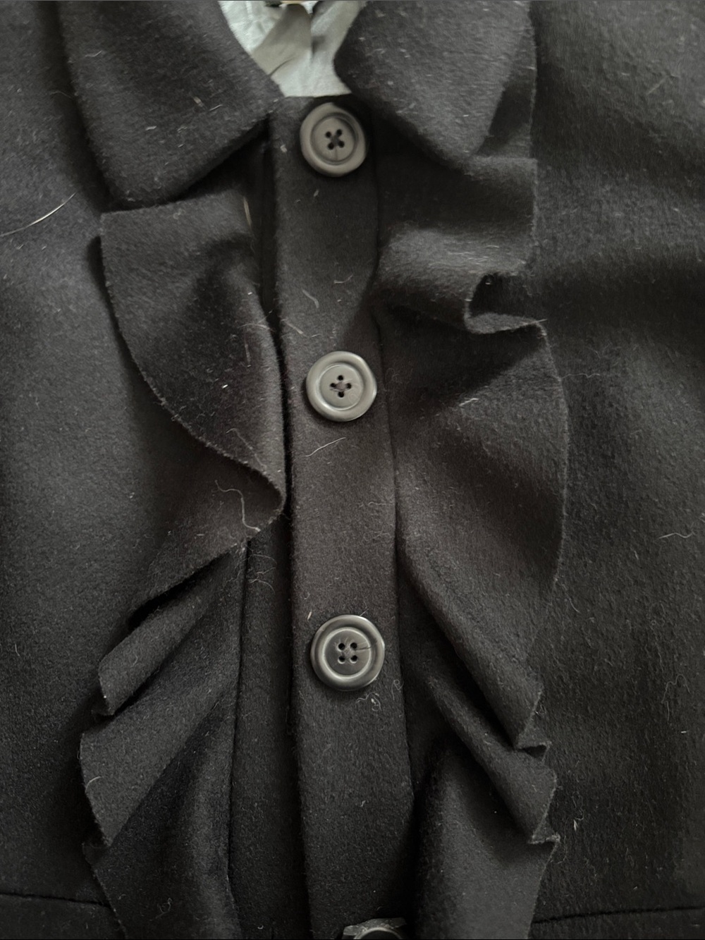 J. Crew Black Wool Ruffle-Front Coat - Picture 4 of 4